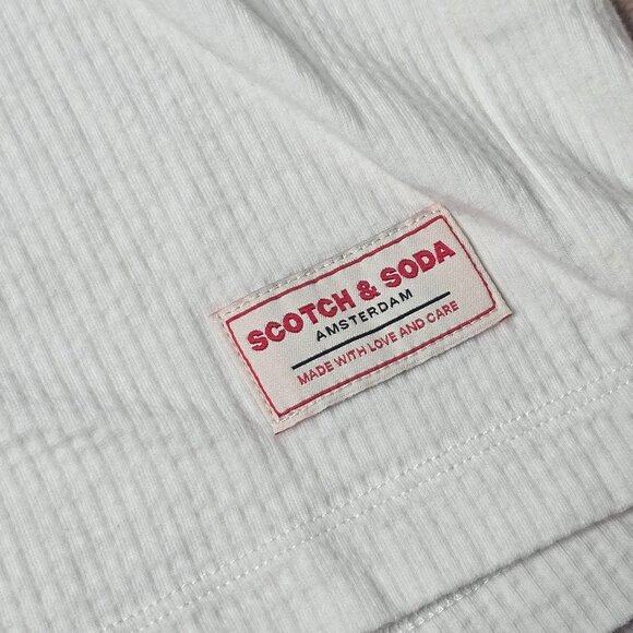 Scotch & Soda Mens XL White Textured T-Shirt With Grey Trim - Picture 4 of 8